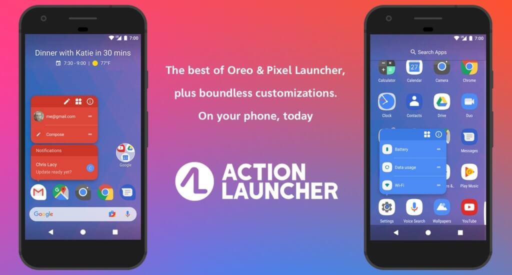 Action Launcher оптимизирует работу с домашним экраном