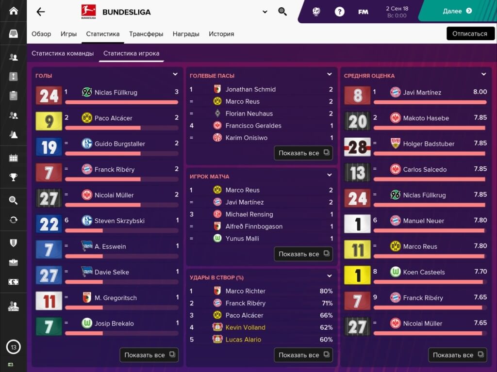 Механика Football Manager 2019 Touch