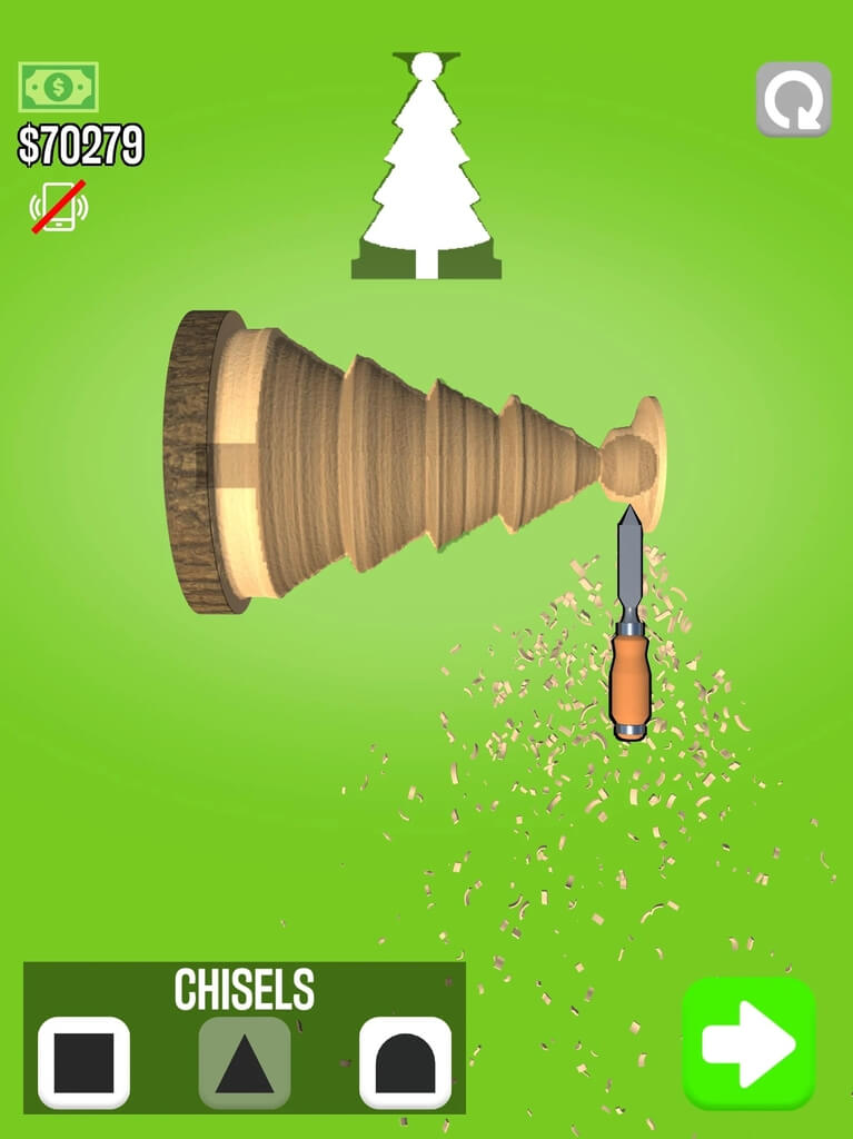 Игровой процесс в Woodturning на андроид