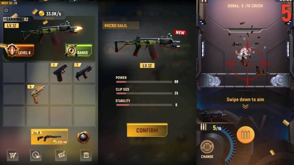 Соревнования по стрельбе в игре Idle Gun Tycoon