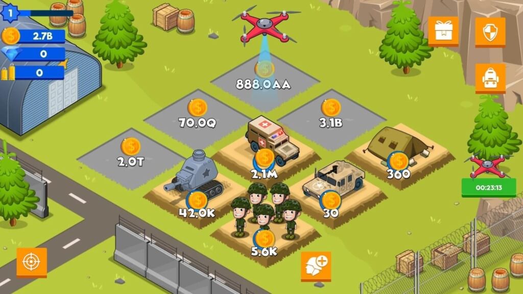 Геймплей игры Idle Army Base