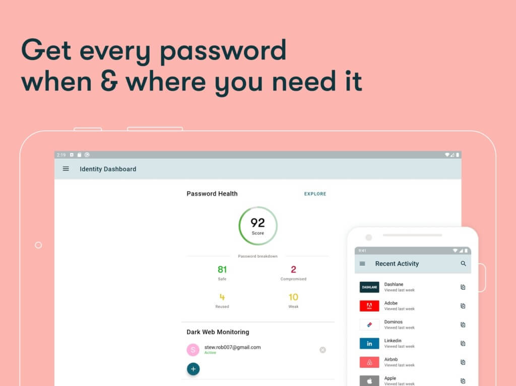 Плюсы Dashlane Password Manager