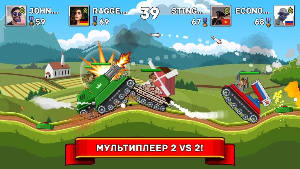 Геймплей в Hills of Steel на андроид