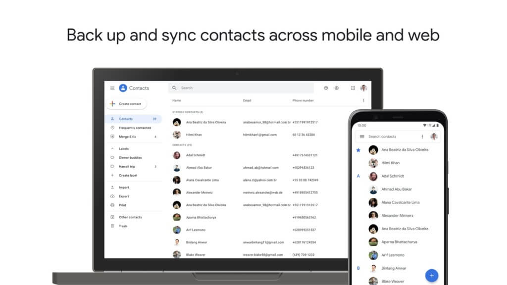 Использование Google Контакты для андроид для быстрого поиска контактов