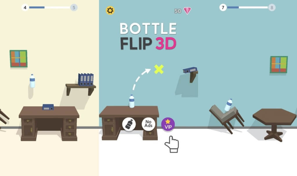Механика в игре Bottle Flip 3D