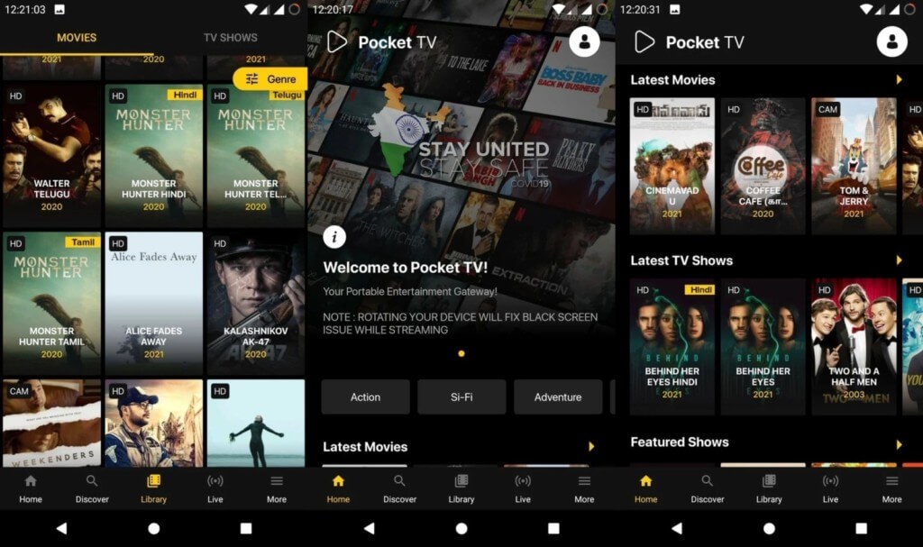 Смотрите фильмы в Pocket TV