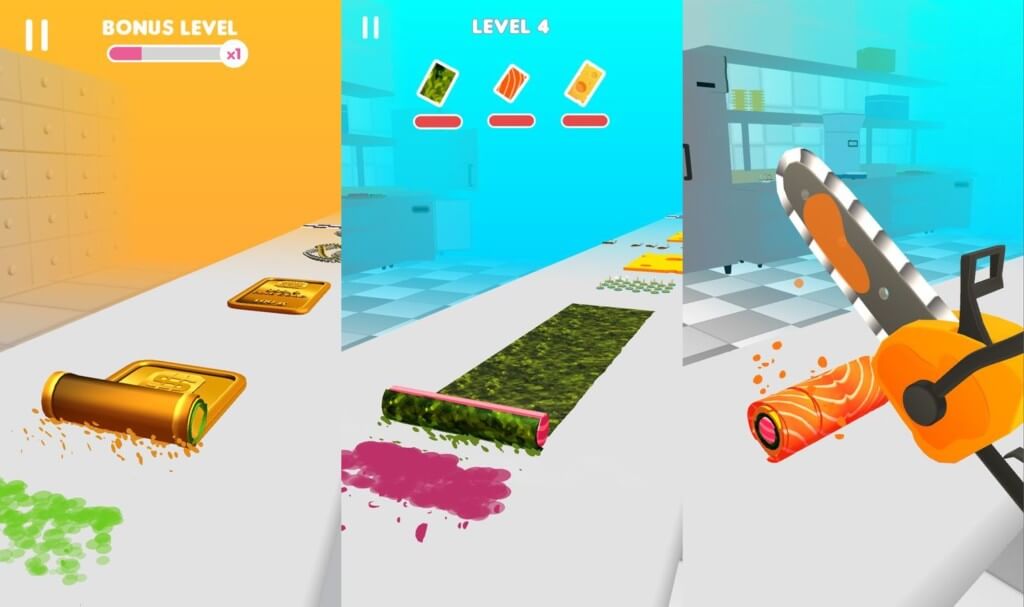 Sushi Roll 3D - простой и понятный игровой процесс