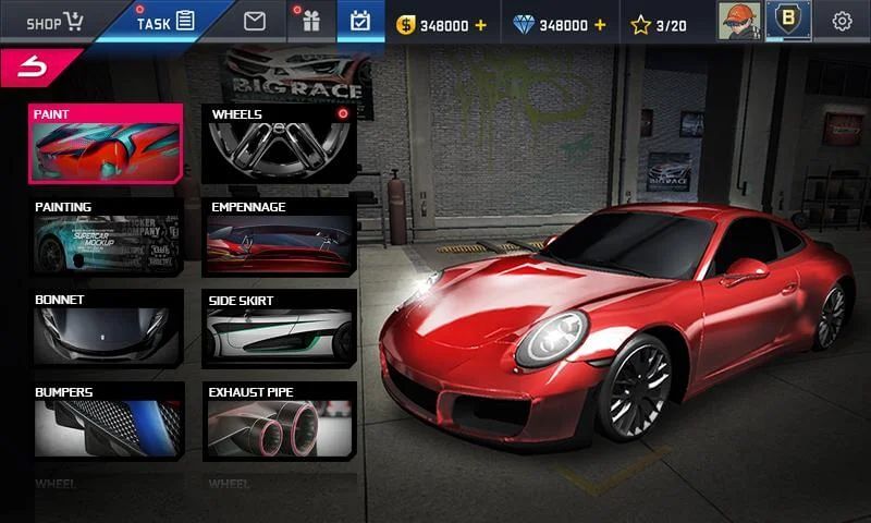 Street Racing HD - несколько режимов управления