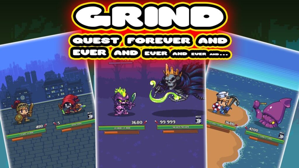 Сражайтесь с врагами в игре Idle Grindia: Dungeon Quest