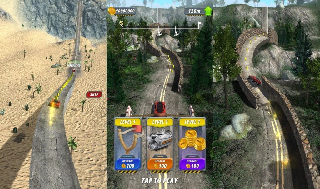 Используйте рогатку, чтобы добраться до финиша в игре Slingshot Stunt Driver & Sport