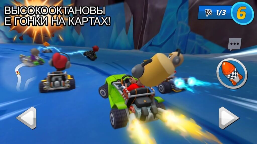 Boom Karts Multiplayer Racing - собирайте бонусы и остерегайтесь препятствий
