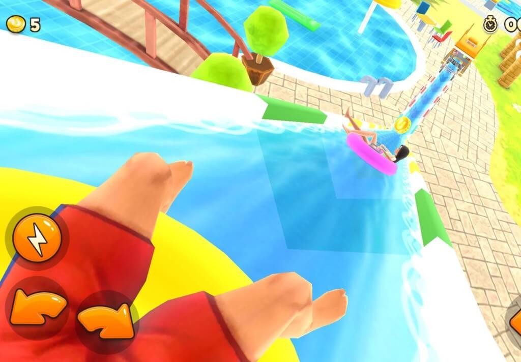 Спускайтесь с разнообразных водных горок в игре Uphill Rush Water Park Racing