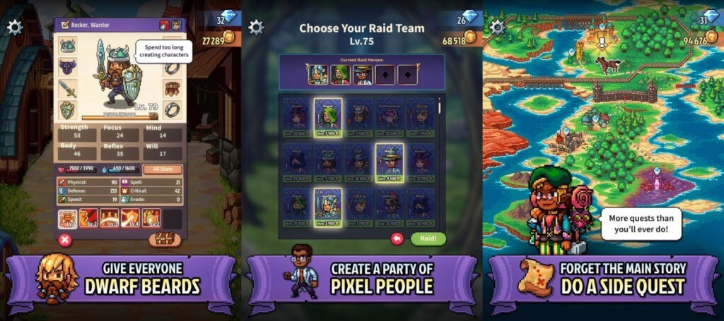 Создайте несколько персонажей в игре Knights of Pen and Paper 3