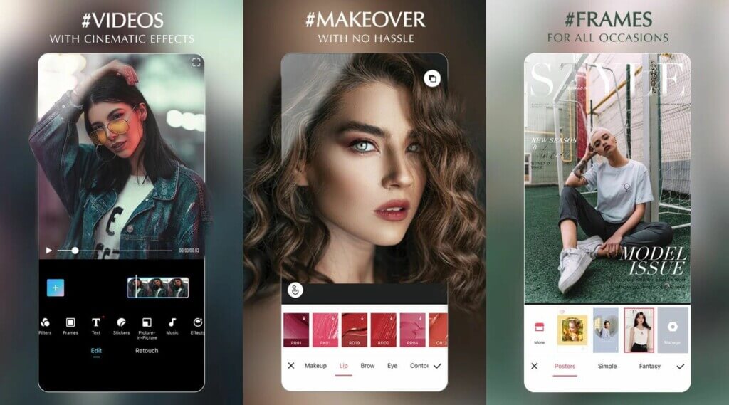 Использование приложения Meitu для украшения лица