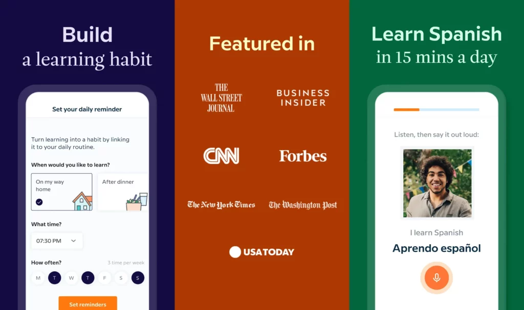 Стартовый тест в приложении Babbel