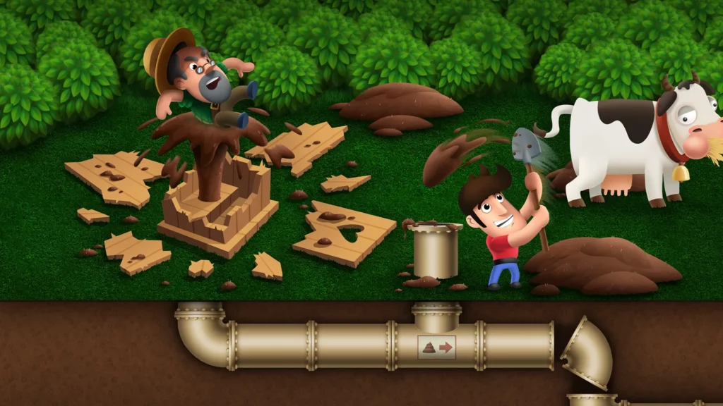 Взаимодействуйте с забавными персонажами в игре Diggy's Adventure