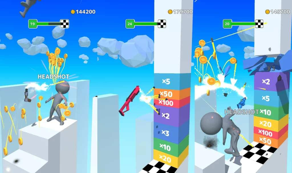 Играйте на многих уровнях в Gun Sprint