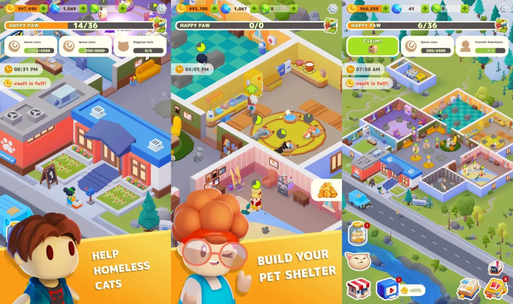 Позаботьтесь о кошках в игре Idle Pet Shelter