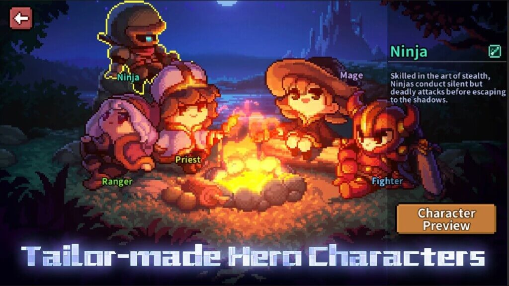 Используйте усилители персонажа в игре My Heroes: Dungeon Raid