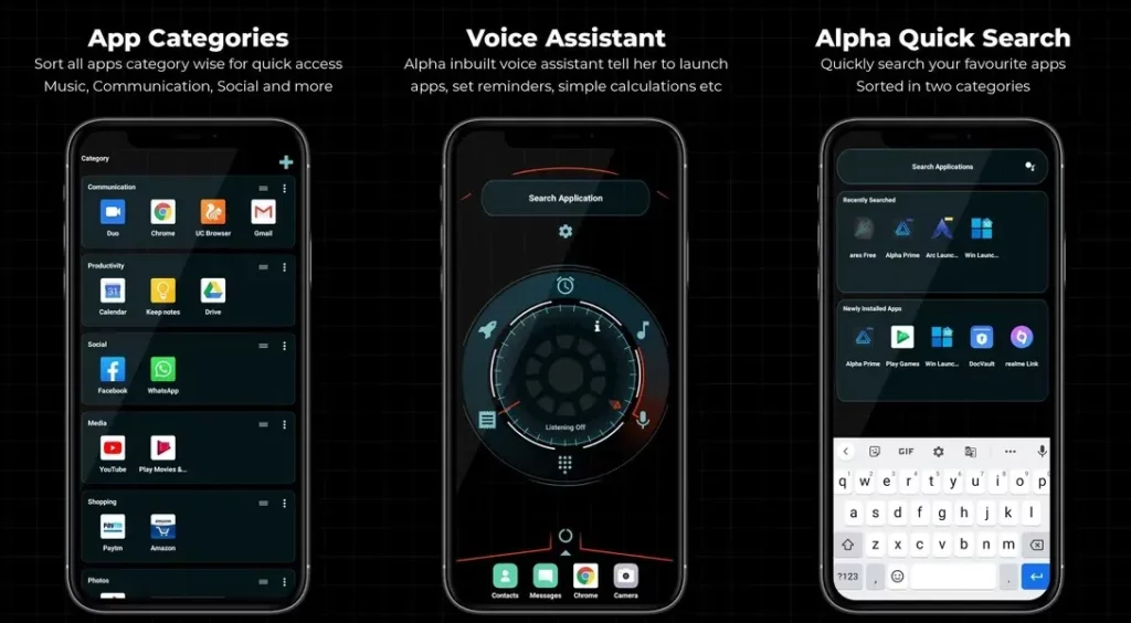 Управление приложениями в приложении Alpha Hybrid Launcher 4D