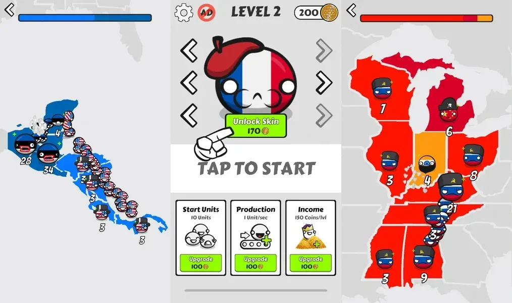 Графика и звук в игре Country Balls Io