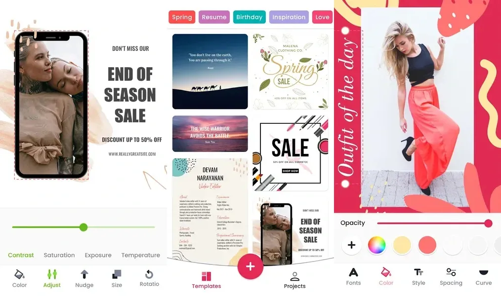 Poster Maker - оптимизированный интерфейс для мобильных устройств