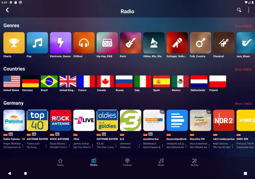 Audials Radio Pro – бесплатная музыка, радио и проигрыватель подкастов