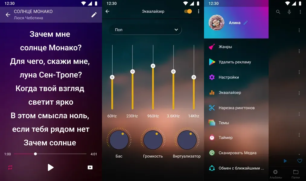 Множество других выдающихся особенностей в приложении Audify Player