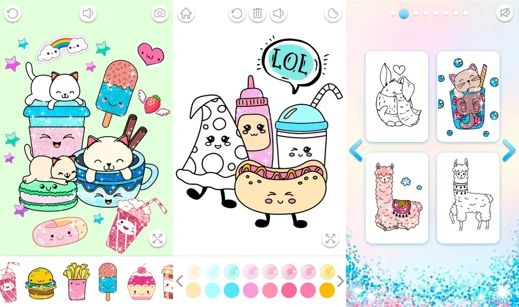 Kawaii Coloring Book Glitter / Кавай Раскраска с Блестками – повысьте свою креативность, раскрашивая картинки