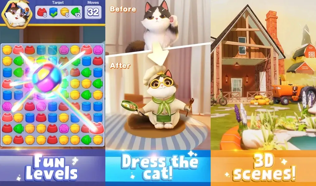 Прекрасная графика в игре Neko Crush