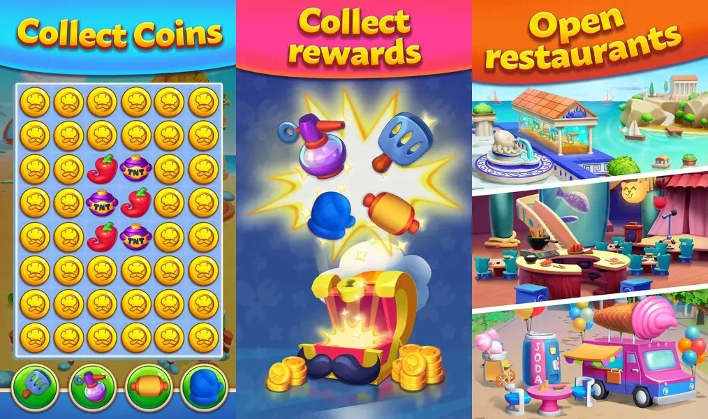 Забавная мультяшная графика в игре Match Cafe
