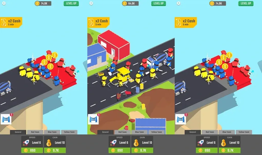 Стройте мосты в игре Bridge Idle