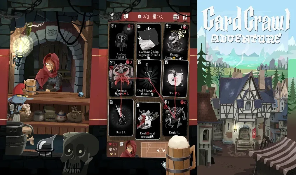 Путешествуйте и сражайтесь в Card Crawl Adventure