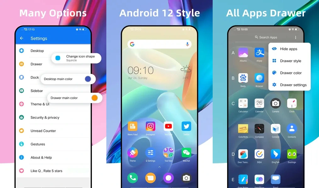 Q Launcher – приложение для персонализации, вдохновленное Android 12