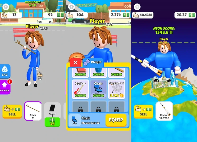 Получите мускулистое тело в игре Lifting Hero