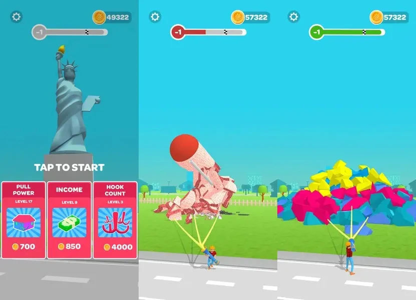 Разрушать в игре Pull It Down