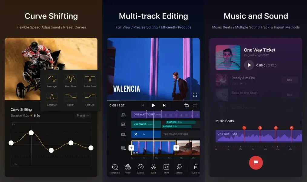 Огромное разнообразие функций в приложении VN Video Editor