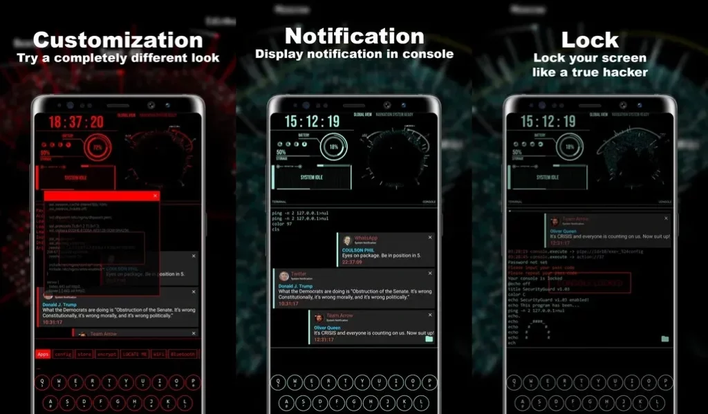 Минималистичный интерфейс в приложении Hacker Theme Launcher