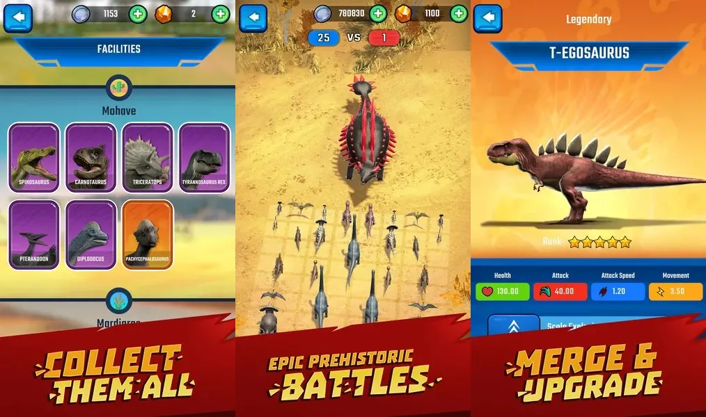 Jurassic Warfare: Dino Battle - много видов динозавров