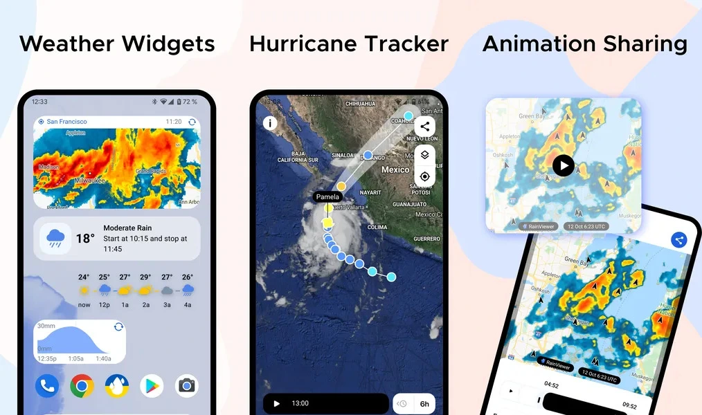RainViewer - красивый и интуитивно понятный интерфейс