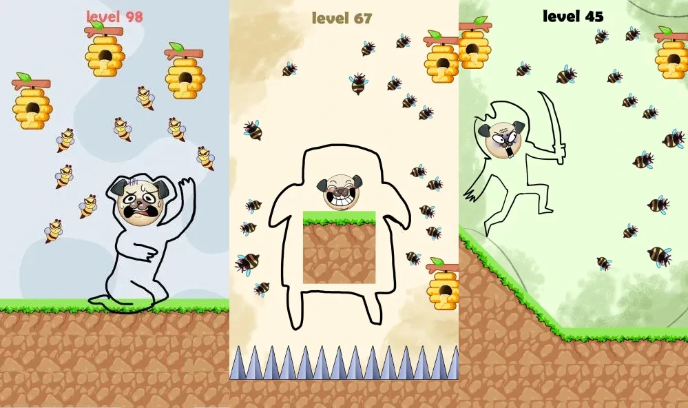 Симпатичная мультяшная графика в игре Save the puppy