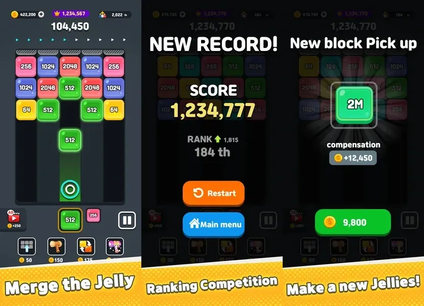 Простая, красочная графика в игре X2 JELLYMERGE