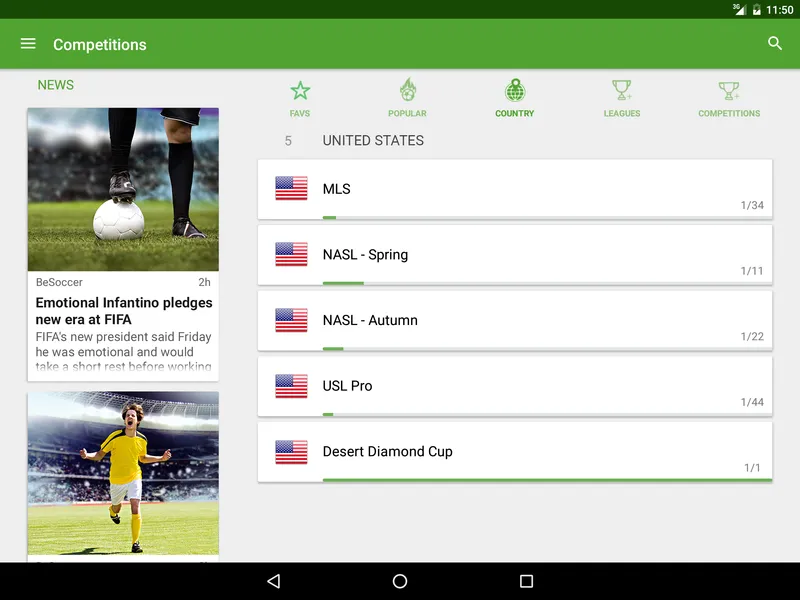BeSoccer - простой интерфейс, множество параметров