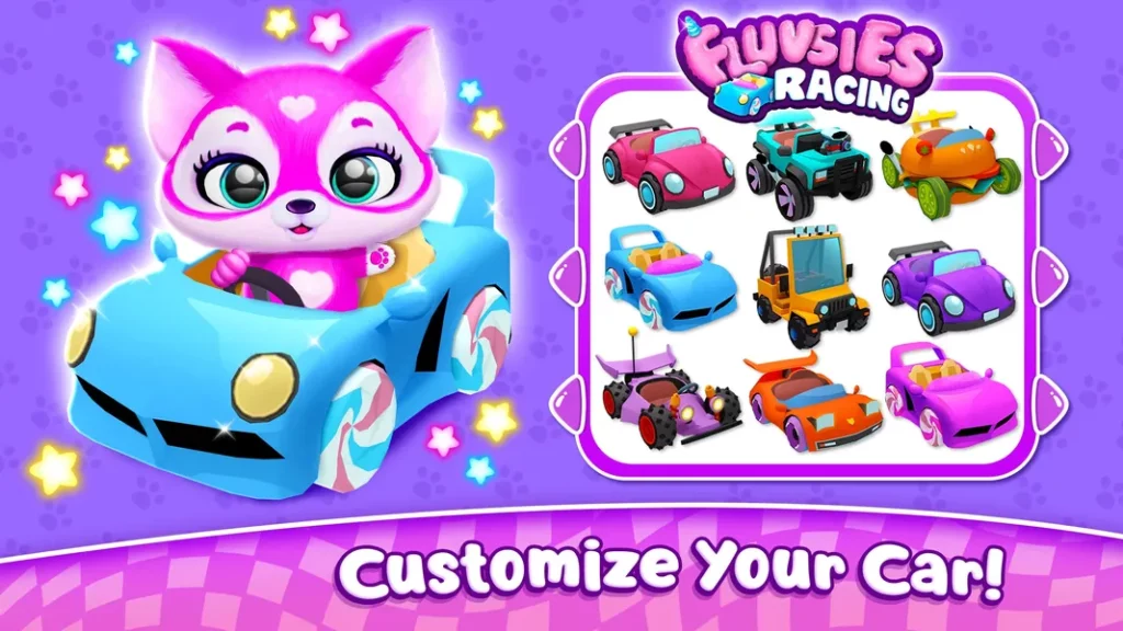 Собирайте бустеры и выигрывайте в игре Fluvsies Racing