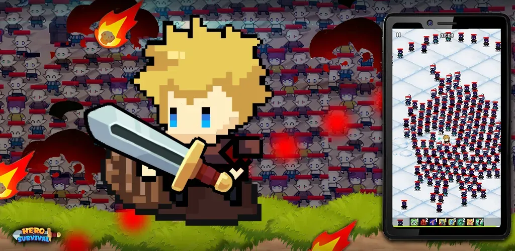 Простая, но очень привлекательная графика в игре Hero Survival