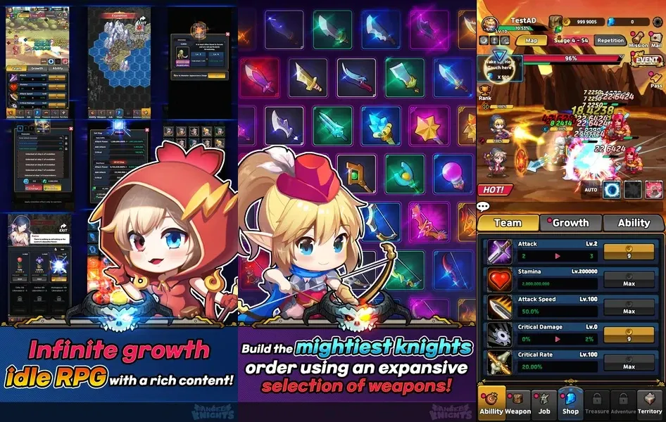 AFK Angel Knights - забавный дизайн в стиле чиби, привлекательные эффекты
