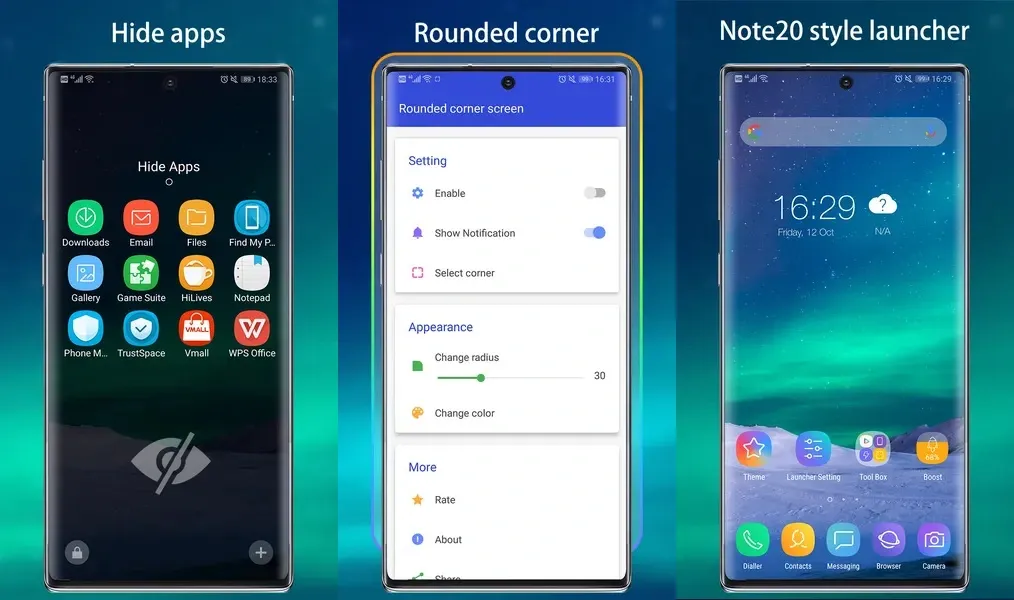 Предоставьте некоторый доступ для работы приложения Cool Note20 Launcher