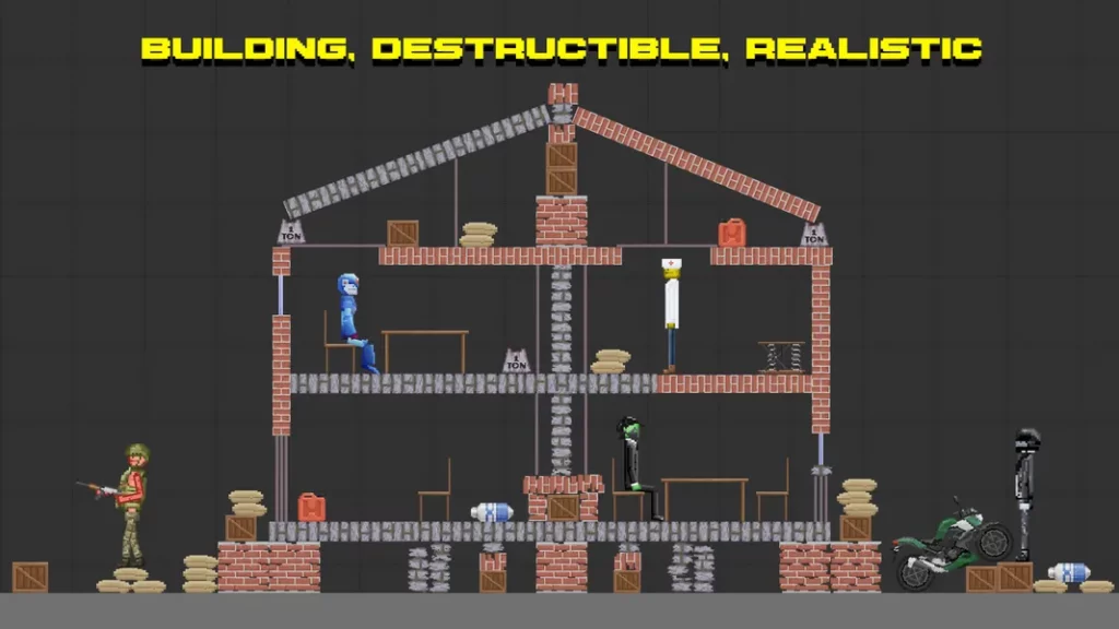 Наслаждайтесь простым классическим пиксельным дизайном в игре Ragdoll Playground
