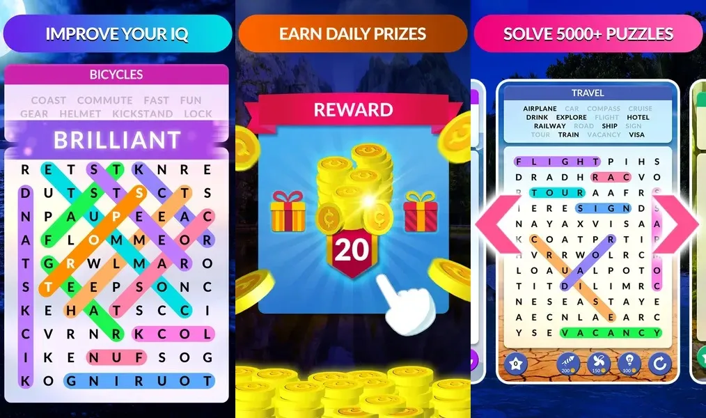 Wordscapes Search — простая игра-головоломка со словами, которая поможет вам тренировать мышление