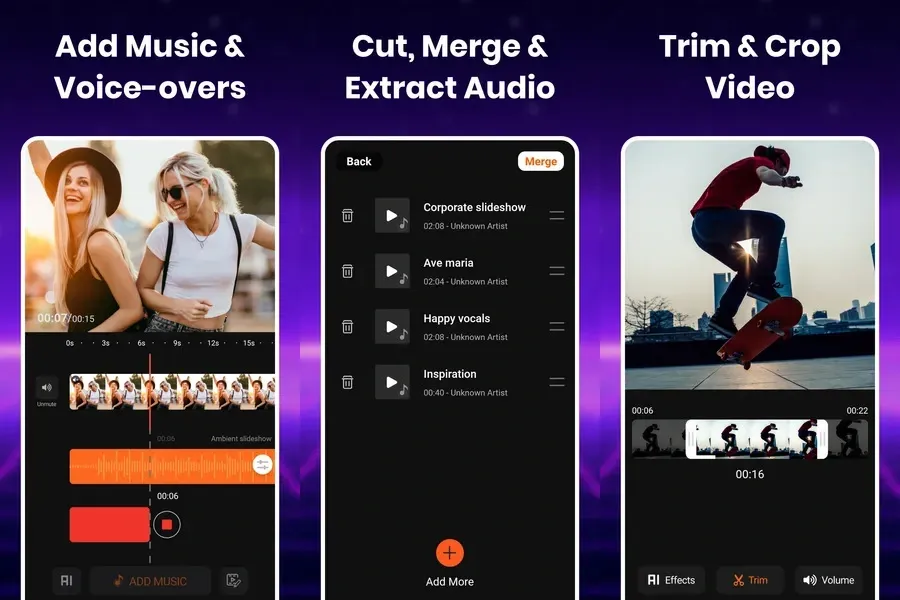Add Music / Добавить музыку к видео — поддерживает простое и удобное добавление звука к видео